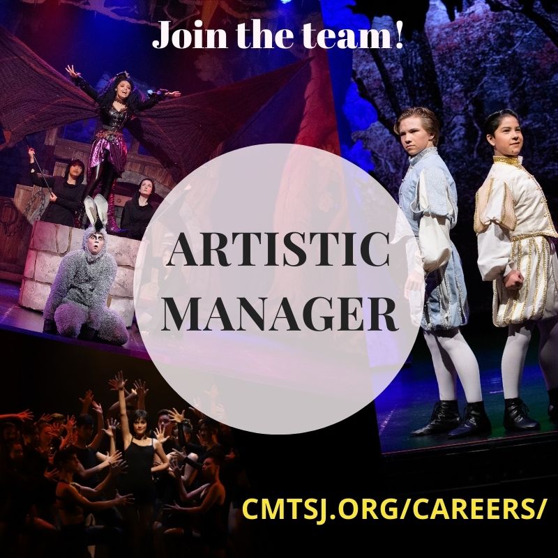 cmtsj's tweet photo. We are hiring. Join CMT's collaborative and experienced production staff. The Artistic Manager is a detailed-oriented and creative individual with the ability to manage multiple disciplines pertaining to each production. Full job description here: https://t.co/hRfy1s6kj3 https://t.co/vFHA55z2vJ