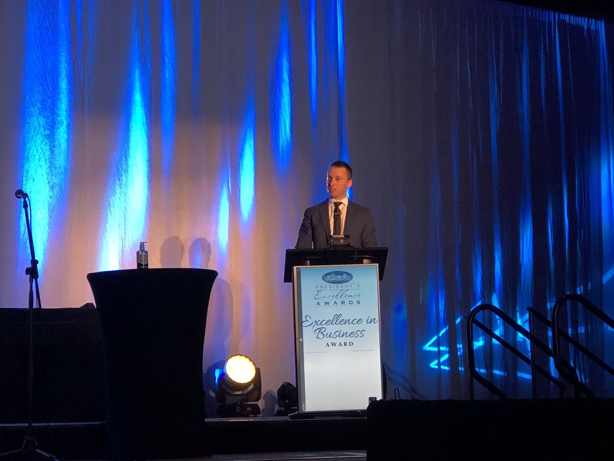 ChtownChamber's tweet photo. Showtime! 

Chamber President @ColinYounker has taken the stage to kick off the 2021 President’s Excellence Awards.

#GCACCawards2021 https://t.co/FOwe4MfTcF