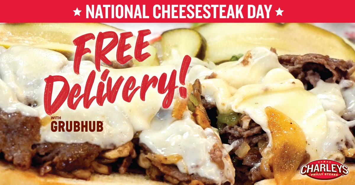 branson_landing's tweet photo. Charleys Philly Steaks- Branson Landing
Only thing better than National Cheesesteak Day is FREE DELIVERY on National Cheesesteak day! Free delivery on orders $15 and up when you order through Grub Hub! Offer valid through 3/24. Available at participating locations. https://t.co/hiI0gq2NlF
