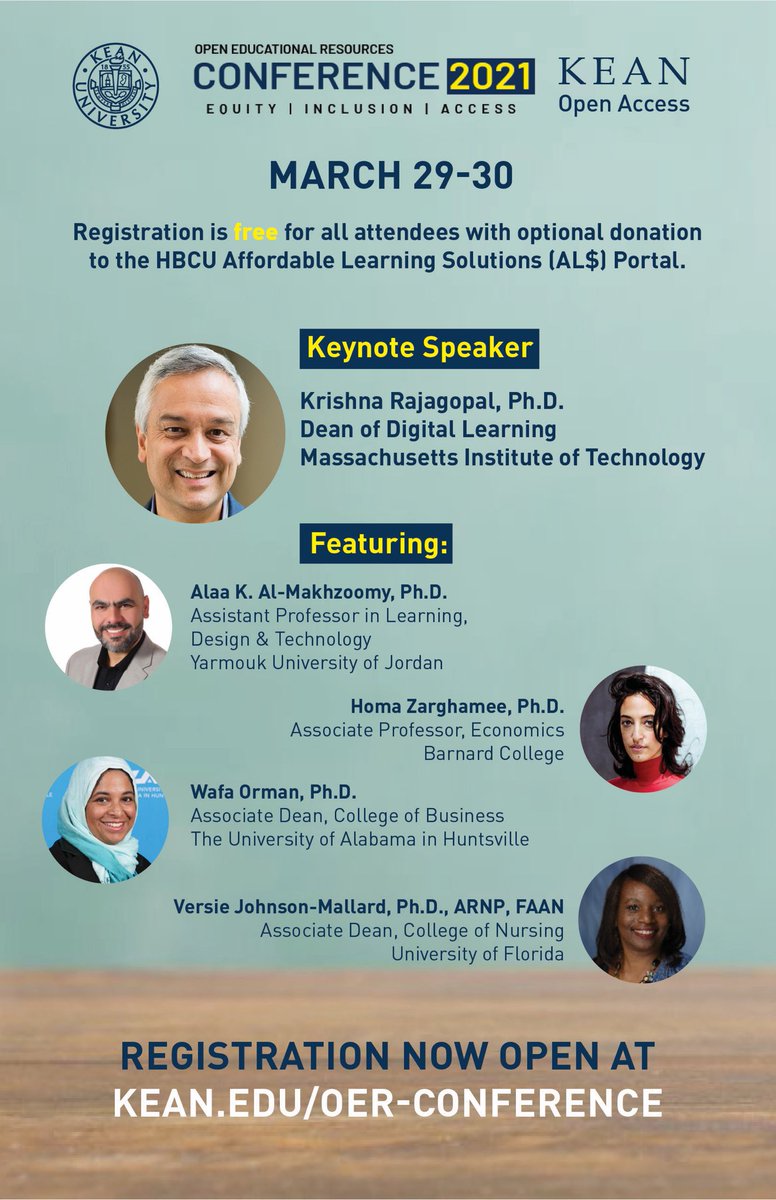 #KeanUniversity is holding a free virtual event, Open Educational Resources Conference, on March 29-30. Learn how open access to educational resources can shape the future of learning worldwide. To register go to bit.ly/3ffKLkL