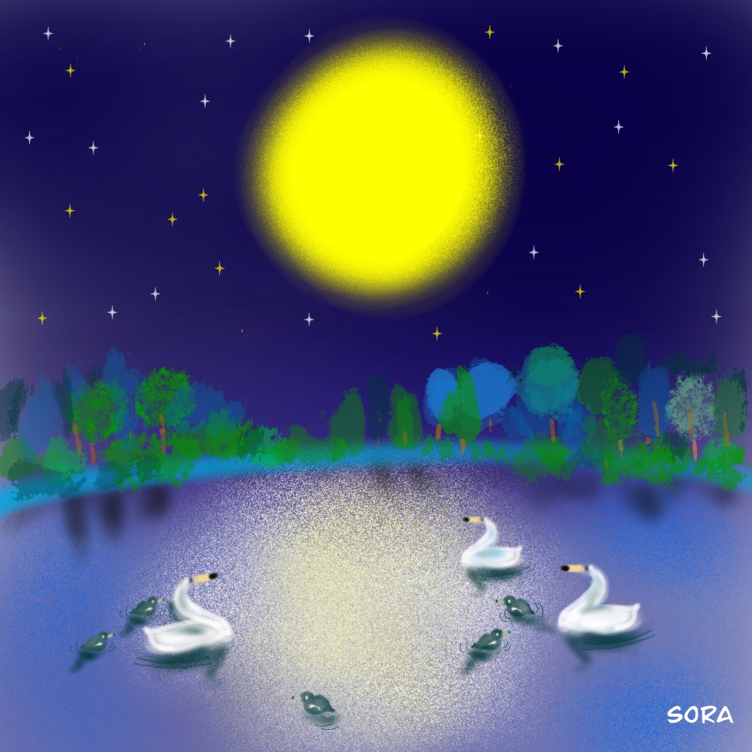 Kumico クミコ 白鳥の湖 木と鳥の大きさの比がリアルとは違っています お絵描き好きさんと繋がりたい デジタル イラスト 白鳥 湖 月 絵本好きさんと繋がりたい お絵描き練習中 メルヘン画 白鳥の湖 T Co 9k5pt39i53 Twitter