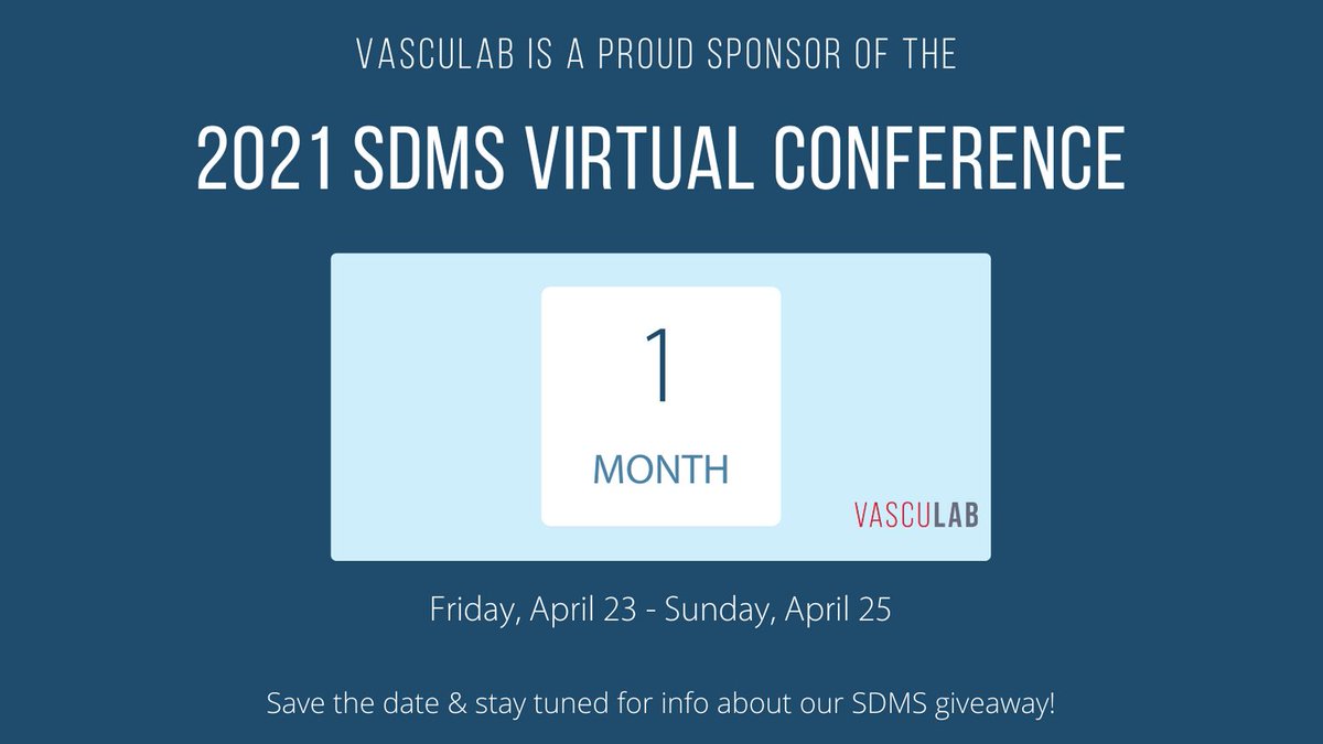 VascuLab's tweet photo. VascuLab is a proud supporter of SDMS. Save the date for the 2021 Virtual Conference.

Register at https://t.co/9sderhnrIu &amp; be on the lookout for future posts announcing a giveaway!

#SDMS #VascularTech #PeripheralArteryDisease #PAD https://t.co/nu1t81cmbv