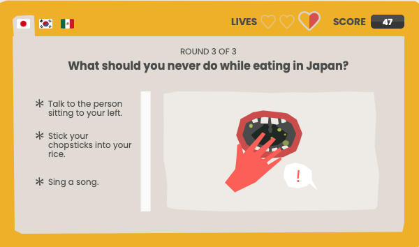 Next week we'll re-launch our classic world food etiquette quiz game: Don't Gross Out the World. Teach kids about world food customs!