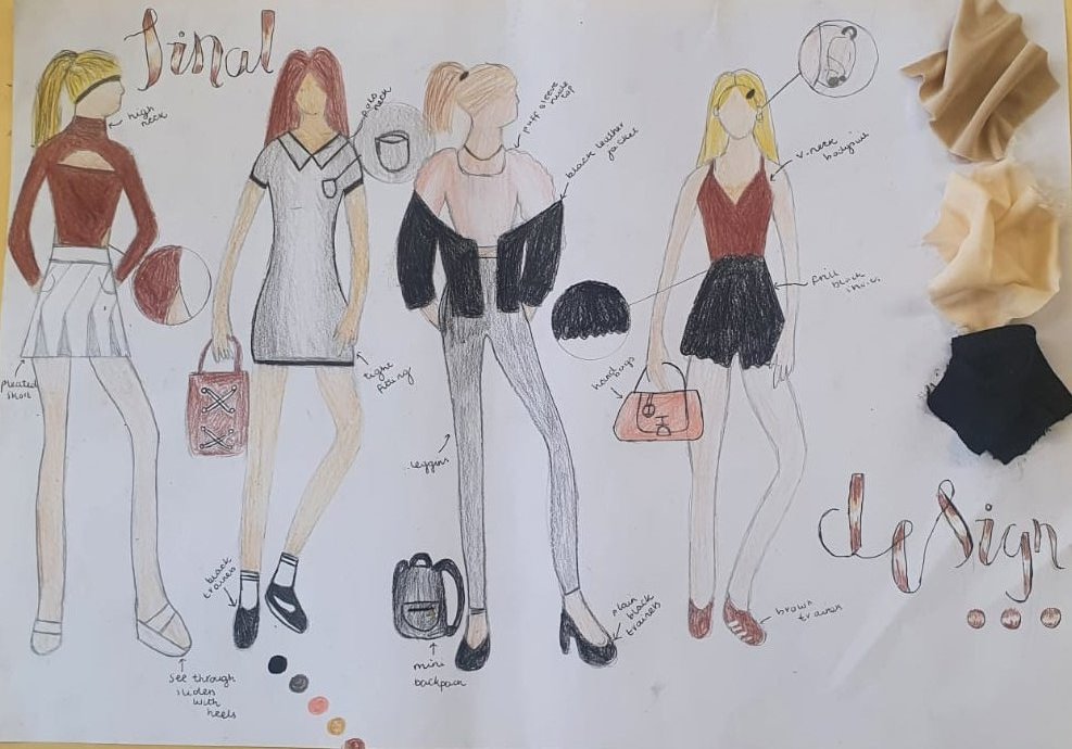 PresdalesDT's tweet photo. Well done to Year 9 today with their super design ideas....fabric samples and close up detail really bring them to life....well done Year 9 🙌🏽🙌🏽 #youngfashiondesigner #yfduk https://t.co/uISJXLQWTV