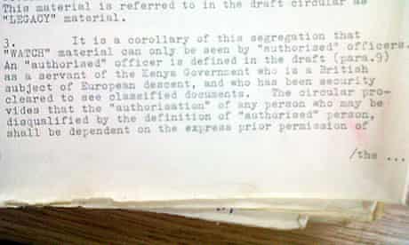 "In Uganda, the process was codenamed Operation Legacy. In Kenya, a vetting process, described as "a thorough purge", was overseen by colonial Special Branch officers."