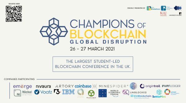 blockchainox's tweet photo. Just two days until the #championsofblockchain starts! 
https://t.co/IwcD2ipLpN
@LUUCABSoc @kclblockchain https://t.co/DstwpBTiDc