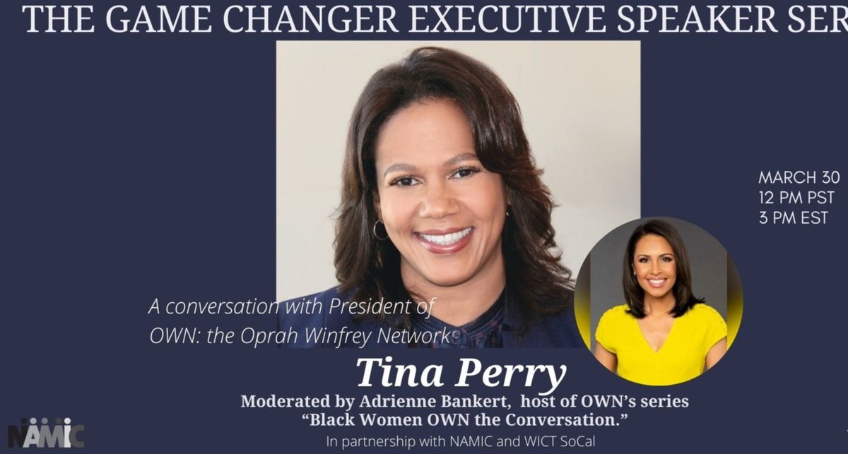 NamicDetroit's tweet image. Come Join NAMIC and WICT as they talk with the president of OWN: Tina Perry! 

"Black Women OWN the Conversation"

Register in advance below:

ow.ly/zGl850E6zTd