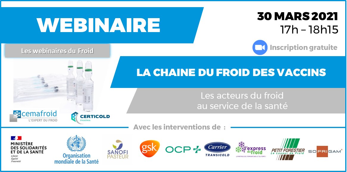 SofrigamFrance's tweet photo. ➡️ Webinaire : La Chaîne du froid des vaccins - Mardi 30/03 17h. Comment les acteurs du froid et de la #logistique répondent au défi #logistique du #vaccin #Covid19 du #laboratoirepharmaceutique au #patient? 
👉 Inscription gratuite : https://t.co/2qQX42E4vk #chainedufroid #sante https://t.co/QuxuweFilh