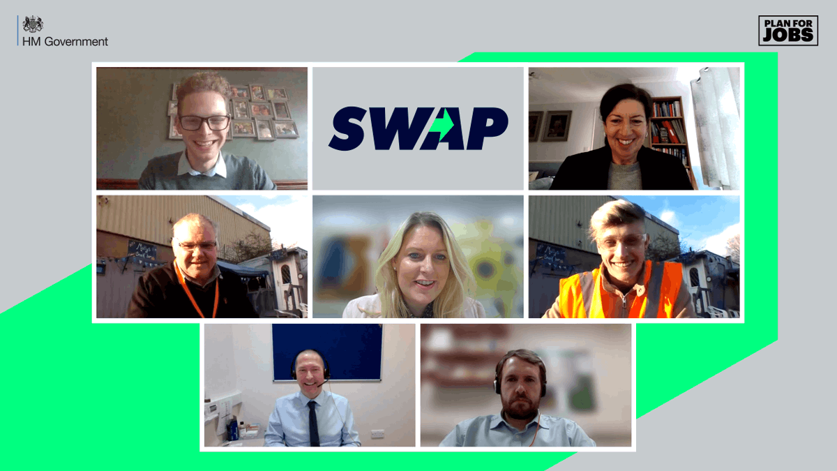 DWPgovuk's tweet photo. 🚆Our #PlanForJobs is full steam ahead.

Today, Employment Minister @mimsdavies joined @peopleplusuk to talk about #SWAP placements in the rail sector.

The scheme gives jobseekers the opportunity to retrain in a new career, with a guaranteed interview at the end. https://t.co/8G7dr6TRIH