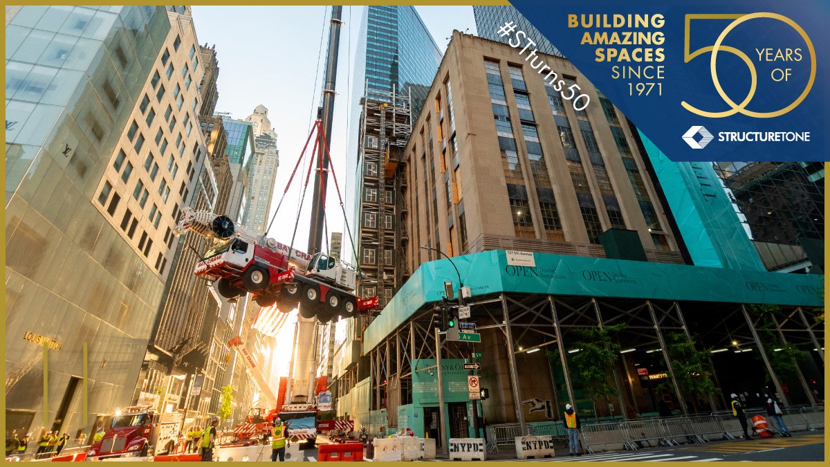 StructureTone's tweet photo. Walk up Fifth Avenue & you’ll hit one of Structure Tone's most luxurious projects in progress, @TiffanyAndCo's flagship store. In November, our NY crew led an incredible crane lift as a big milestone step in the transformation of this jewelry retailer's HQ building. #STturns50 https://t.co/26Pz5WnYMN