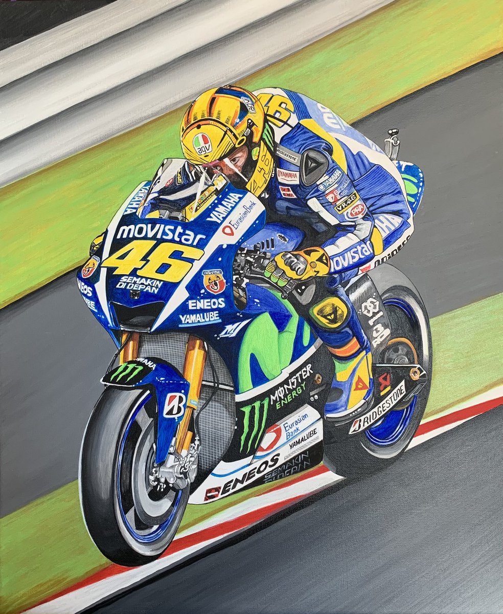 JohannessenLes's tweet photo. A painting of the great @valentinorossi  @ValeYellow46 @yamaha #46 #painting #motorcycle #motorbike #art #artist #acrylic #motogp #acrylic #race #racing @movistar @monster https://t.co/iLbs1RxeXf