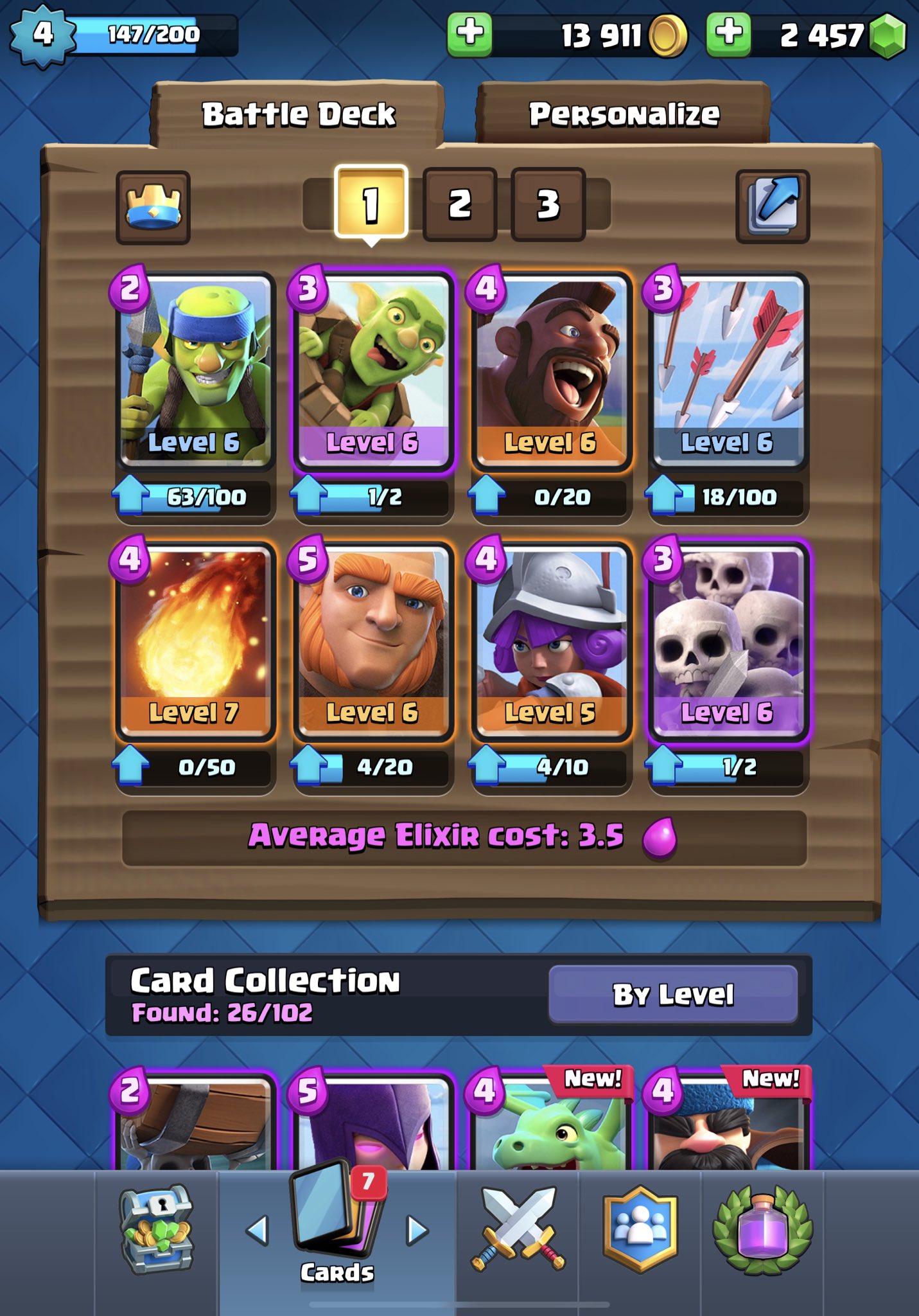 Frank Day 3 Progress Arena 3 King Level 4 Bought Some Gems Offer Still Playing Giant Pretty Basic But Versatile Deck Actually Didn T See Any