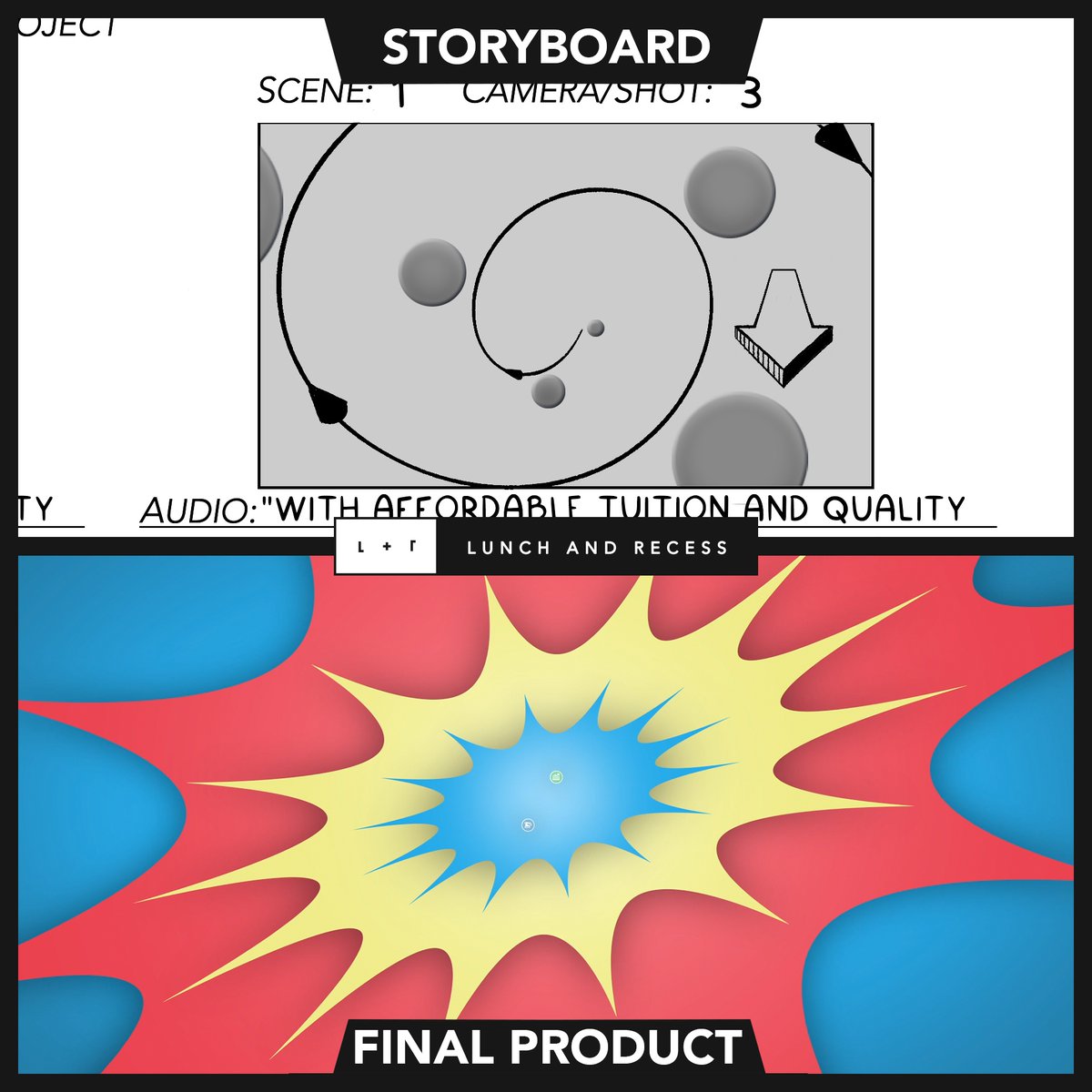 lunchandrecess's tweet photo. Here's a little look at our process! From storyboard to the final product! Can you spot what changed haha? ⁠
⁠
#VisualContent #animation #storyboard #lunchandrecess https://t.co/3Lh5xYUVLs