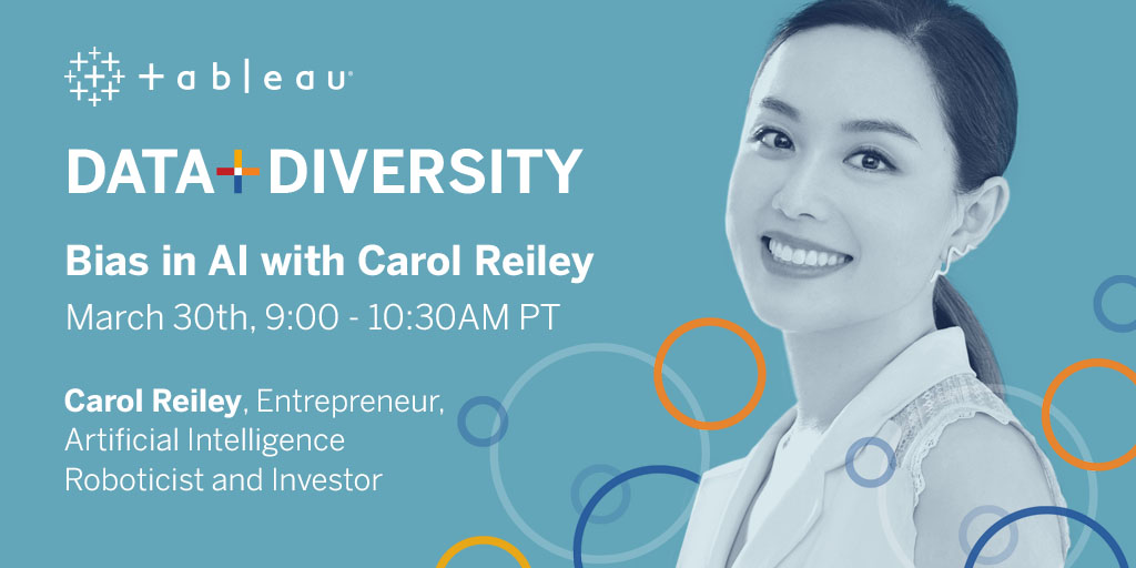 tableau's tweet image. Join us for our next #DataPlusDiversity event with entrepreneur, AI roboticist, and investor @robot_MD to discuss the rise and effects of AI and data in almost every industry. tabsoft.co/39cRPuK