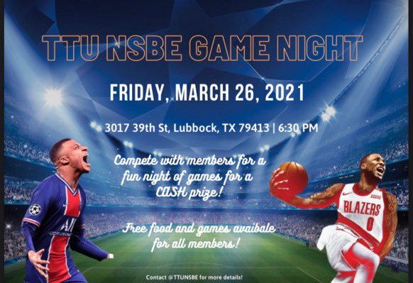 TECHNSBE's tweet photo. Hey NSBE Fam, how’s everyone doing??! This week we have two events. 
Tomorrow night we have our General Meeting and this week @CharlesSchwab will be speaking, 

Also on Friday night we will be having our NSBE GAME NIGHT, if you want to win some FREE MONEY come out on Friday!!! https://t.co/i9V1ncW18T