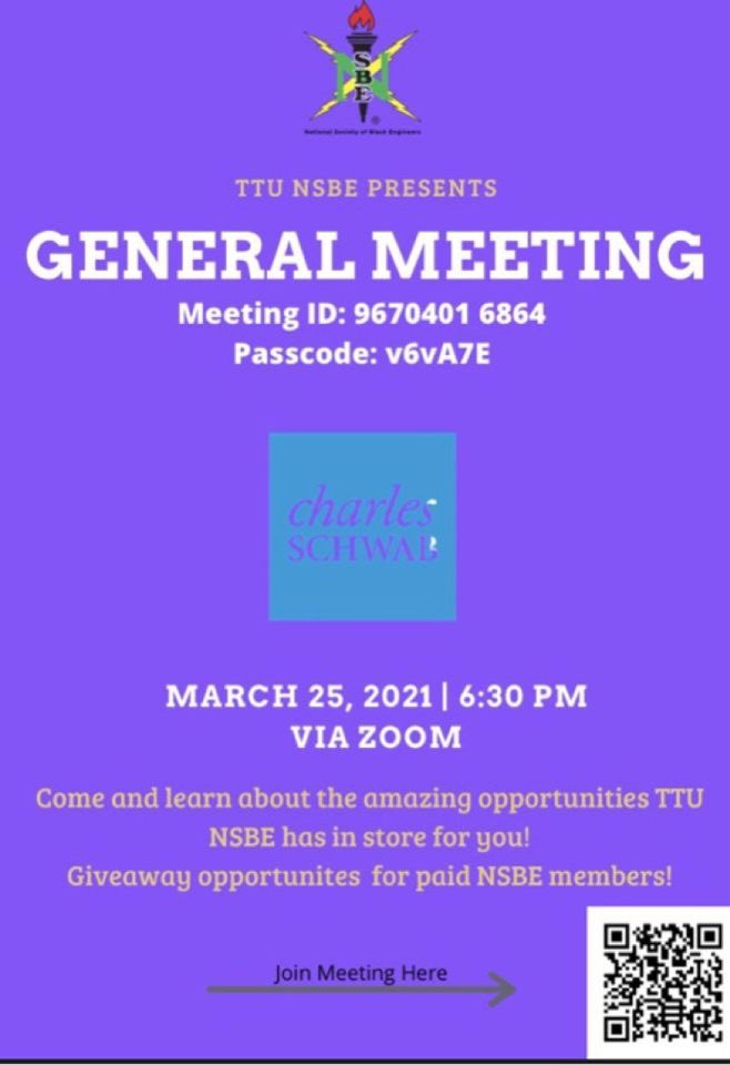 TECHNSBE's tweet photo. Hey NSBE Fam, how’s everyone doing??! This week we have two events. 
Tomorrow night we have our General Meeting and this week @CharlesSchwab will be speaking, 

Also on Friday night we will be having our NSBE GAME NIGHT, if you want to win some FREE MONEY come out on Friday!!! https://t.co/i9V1ncW18T