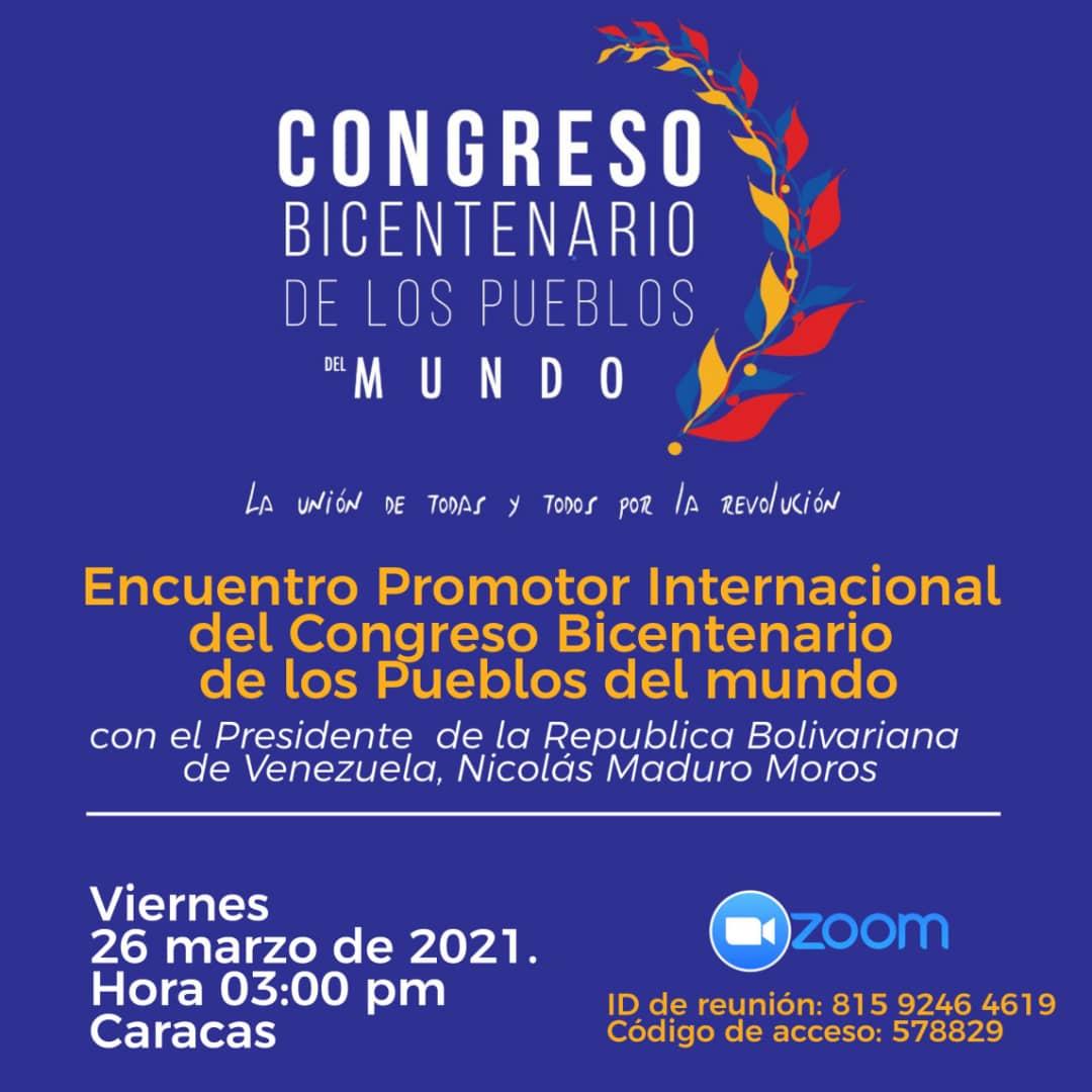 congresoMisione's tweet photo. Desde el Congreso Bicentenario de los Pueblos, Sector Misiones Sociales; te invitamos a participar este Viernes #26Marzo en el "Encuentro Promotor Internacional del Congreso Bicentenario de los Pueblos del Mundo" junto a nuestro Pdte. @NicolasMaduro

¡Solo Unidos Venceremos!✊🏼🇻🇪 https://t.co/H0Hj8fnRJJ