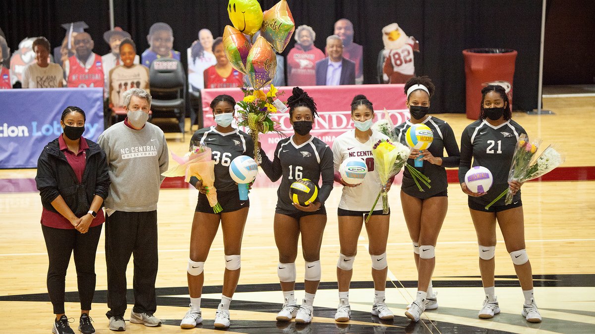 RECAP: Eagles Coast to a Senior Day Triumph over SCSU.

Pictured (LR): Coach Paige Phillips, Coach Jody Brown, Hana Lee, Braxton Wright, Yomaries Villegas, McKayla Young &amp; Jasmine Sanders (courtesy of Cambria White)

FULL DETAILS:
nccueaglepride.com/news/2021/3/24…

#EaglePride #EagleEra