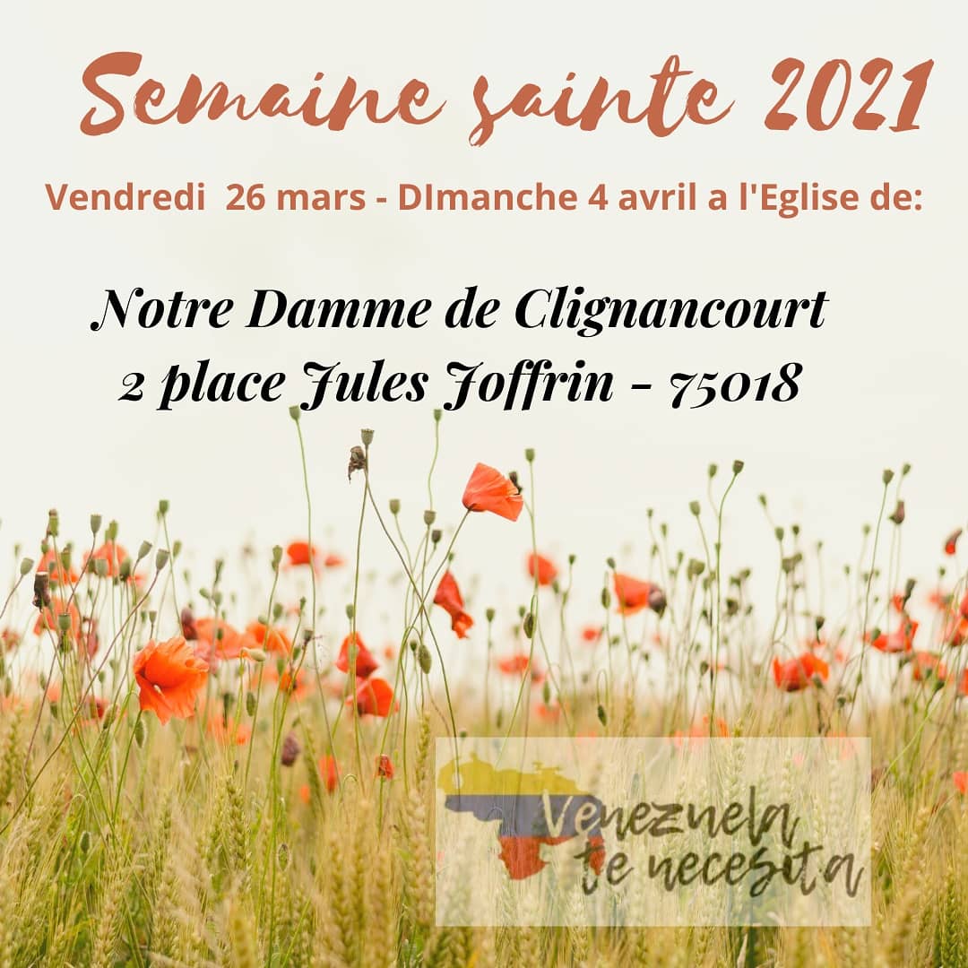 VtN_ONG's tweet photo. Coucou!Nous vous invitons à assister cette Semaine Sainte à l’Eglise Notre Dame de Clignancourt qui soutiendra le Venezuela pendant le Carême
Mille mercis à la Paroisse Notre Dame de Clignancourt pour son soutien
Avec votre solidarité nous pouvons faire la différence
Merci! https://t.co/2wD0Tzzopl