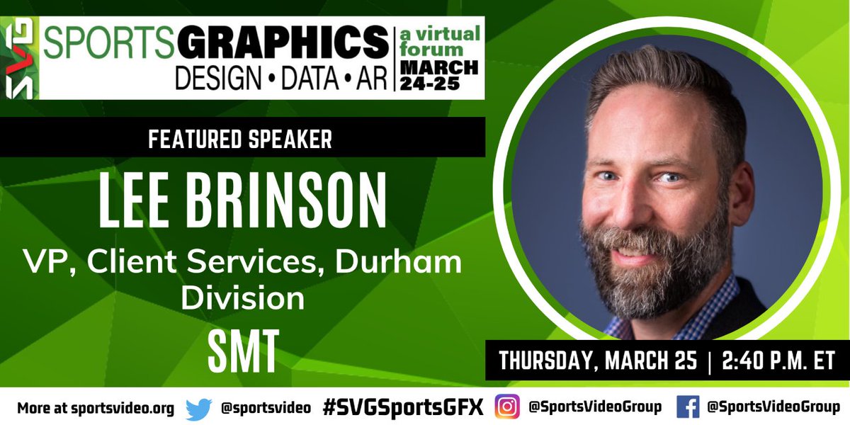 SMTlive's tweet photo. Ever wondered who's behind those fun, energetic, eye-catching graphics in your favorite sports broadcasts? Tune into SVG's Sports Graphics Forum as SMT's Lee Brinson offers a fascinating inside look!
#SVGSportsGFXj #SMTAugmentedReality #SMTDataVisualization #SMTChangingtheGame https://t.co/uE468WWsuz