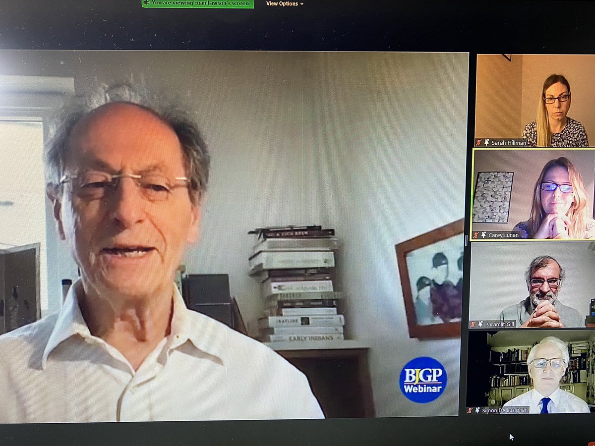 Great start to tonight’s <a href="/BJGPjournal/">The British Journal of General Practice</a> Webinar on Health Inequalities with <a href="/careylunan/">Carey Lunan</a> and an inspiring opening message by <a href="/MichaelMarmot/">Sir Michael Marmot</a> reflecting on the clarity of vision of Julian Tudor-Hart #SDOH #InverseCareLaw Thanks @euan_lawson for hosting