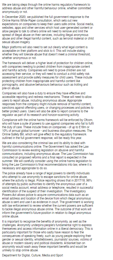 mechanicalglobe's tweet photo. The Governments response to Katie Price's petition. I have not yet read it in full so feel free to share your opinion on their response. #SaveAnonymity https://t.co/HIKnvfi3vz