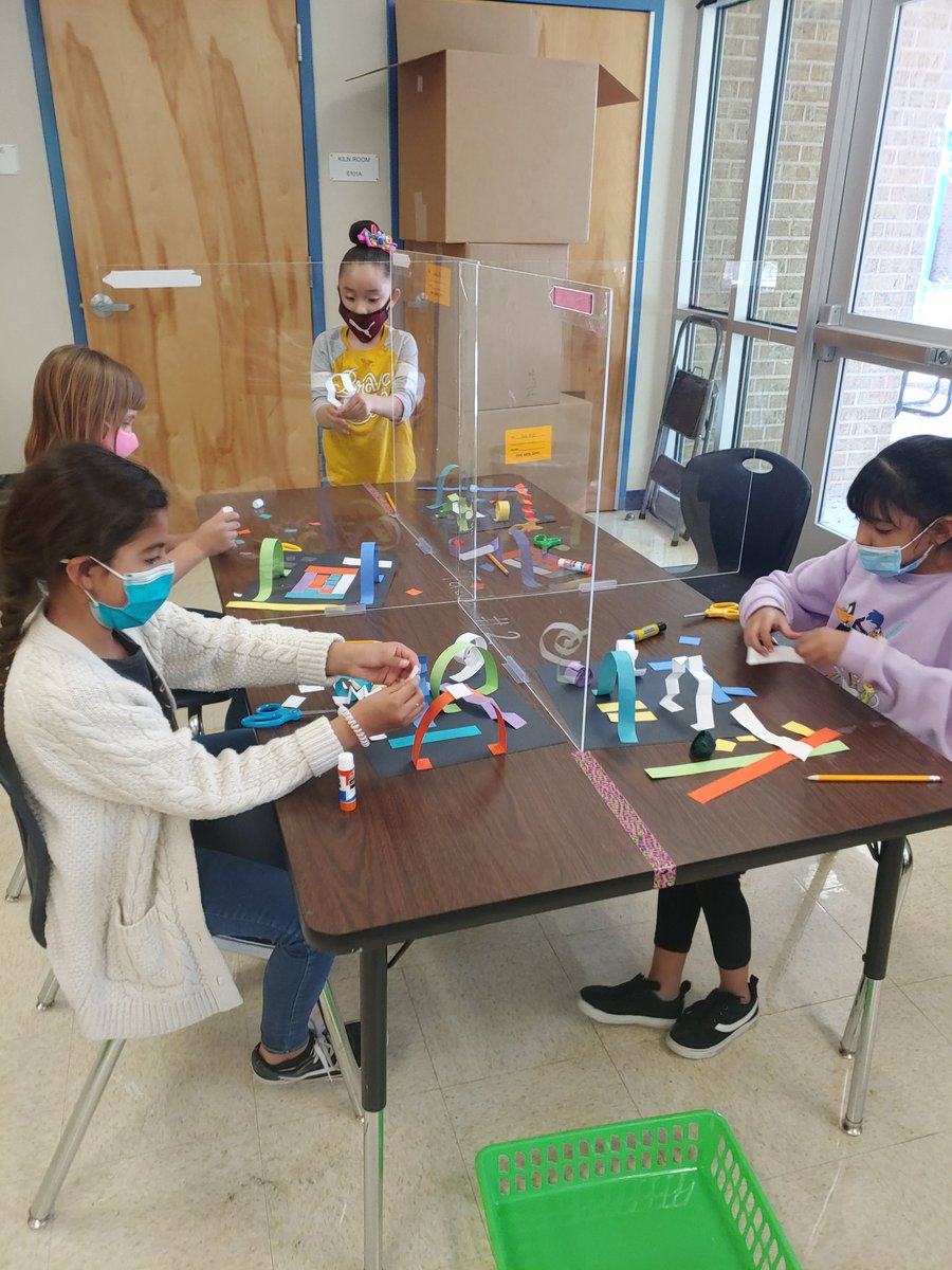OHTArts's tweet photo. It's great to have students back in the art classroom! They had fun creating their sculptures out of paper strips! #elementaryart #studentsculptures #papersculptures @NISD_FineArts @NISDOHT https://t.co/W0x4Gdhf9C