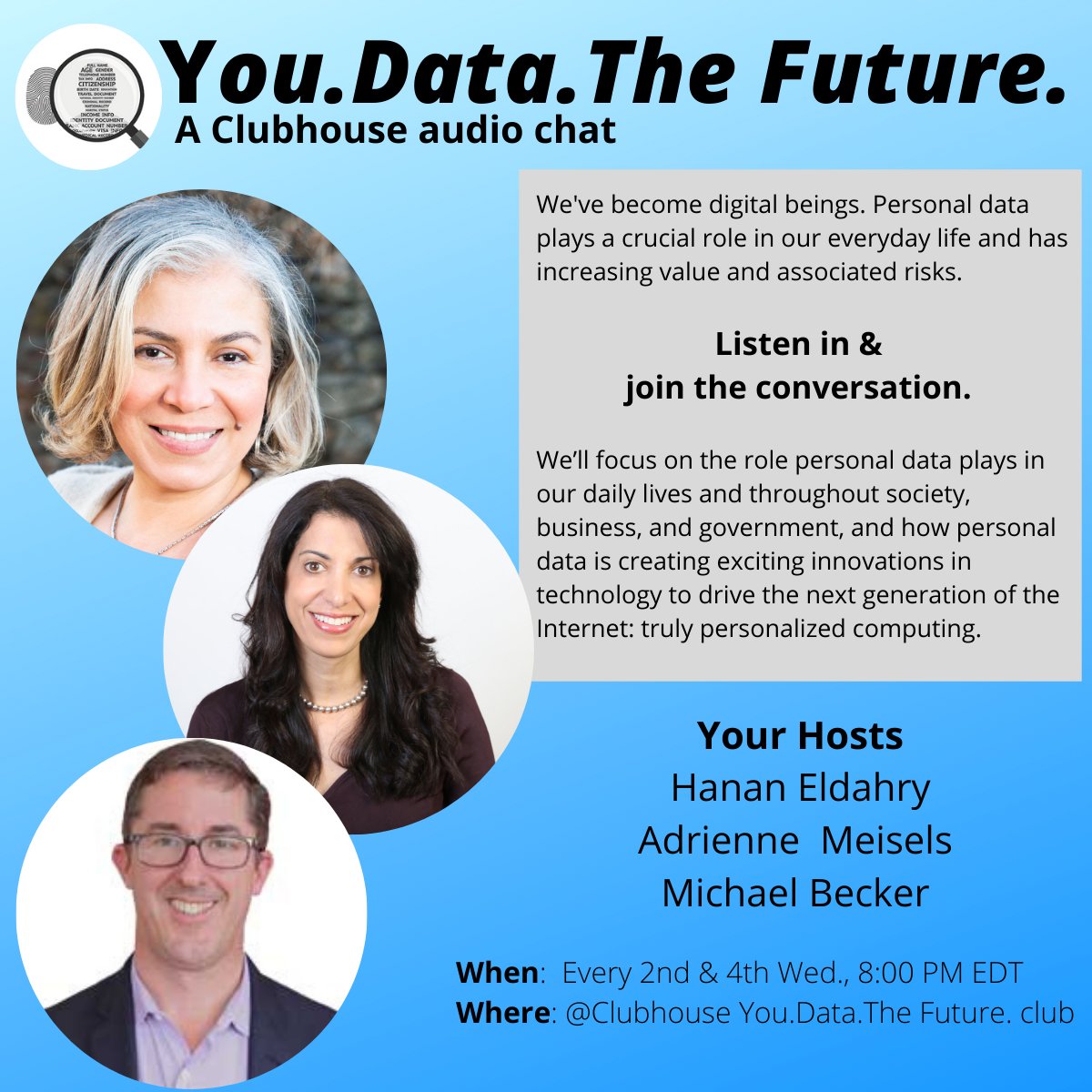 Clubhouse chat tonight! 
Join <a href="/mobiledirect/">Mobile Homes Direct, LLC</a>, @Hananeldahry and me tonight as we host a discussion on the down and dirty of personal data.

Clubhouse: Drop-in audio chat. Club: You.Data.The Future.
Tonight <a href="/8pm/">8pm</a> ET/5pm PT bit.ly/3ln5c0p