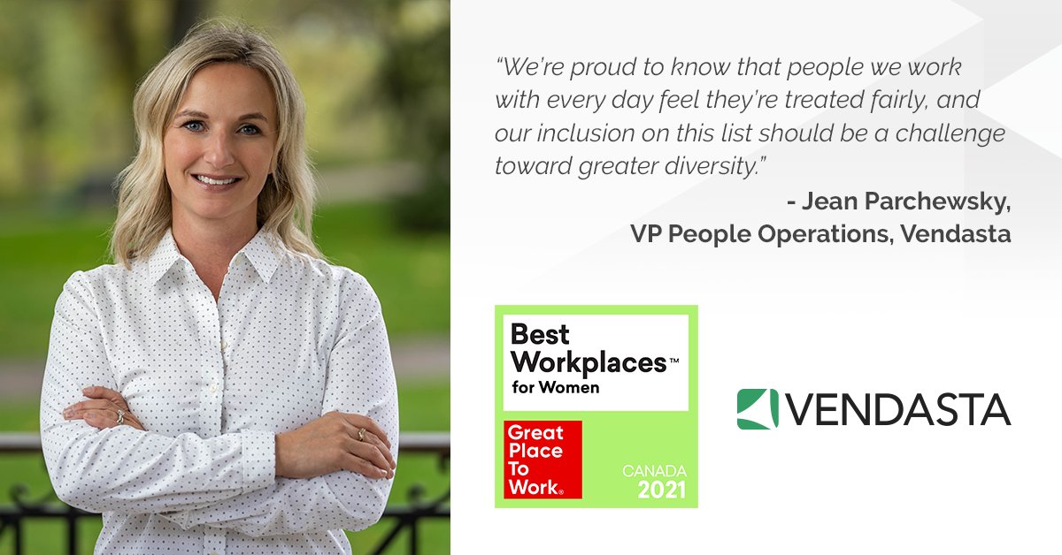 Vendasta's tweet photo. We are proud to be named to the 2021 Best Workplaces™ for Women list by @GPTW_Canada https://t.co/cqBHitmA3t https://t.co/ykdwGv8Lzn