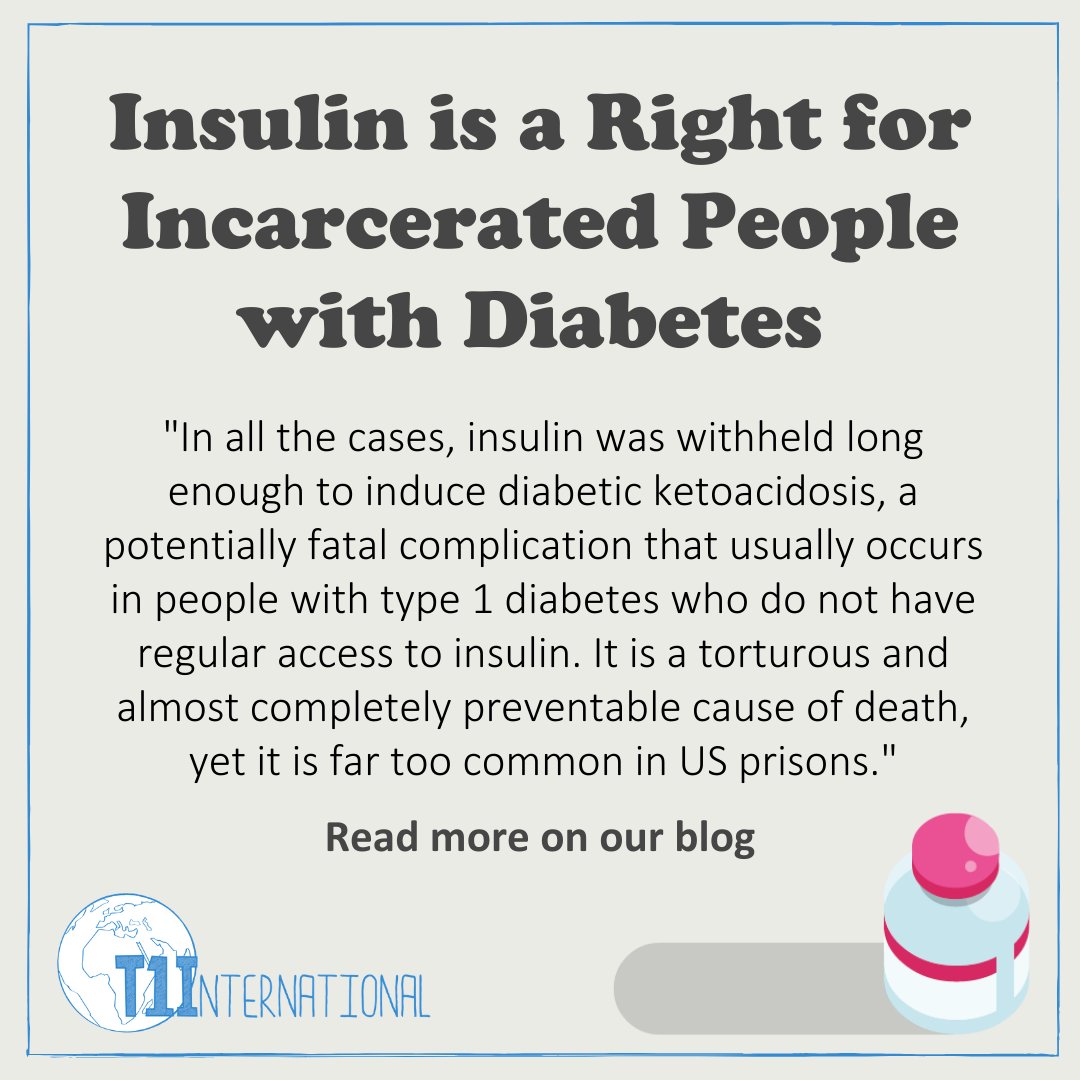 t1international's tweet photo. Insulin is a Right for Incarcerated People with Diabetes - read more on our blog: https://t.co/i3onhz8SR9. #insulin4all CONTENT WARNING: this post contains references to people dying due to lack of insulin, including links to footage that some people may find distressing. https://t.co/QFMgyVs4DL
