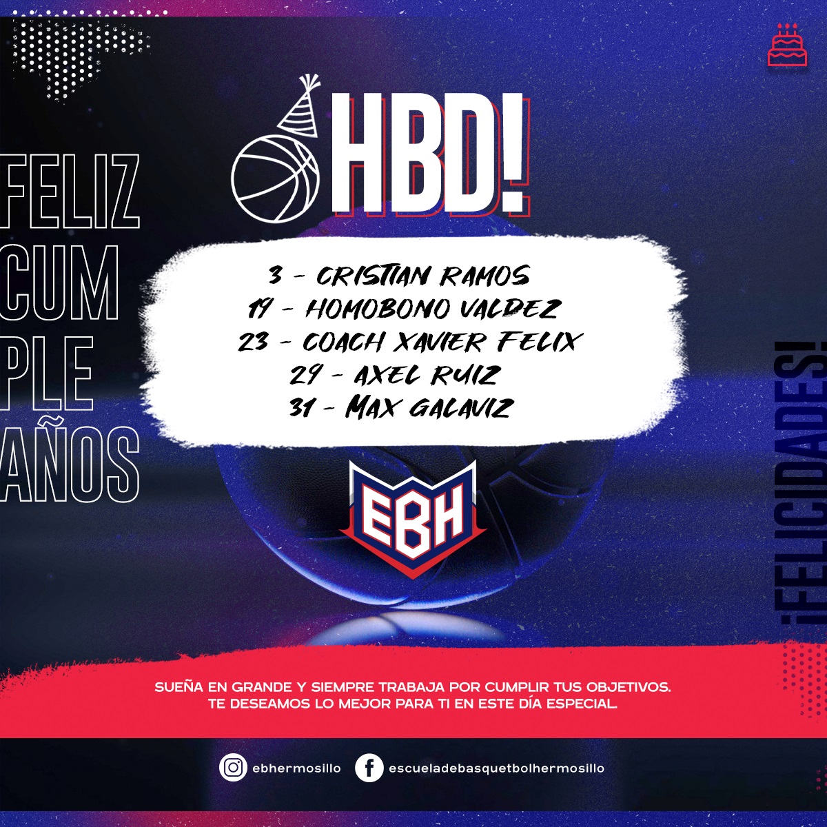 EBHillo's tweet photo. ¡MUCHAS FELICDADES A LOS CUMPLEAÑEROS DEL MES DE MARZO! https://t.co/4OX2YJaiCw