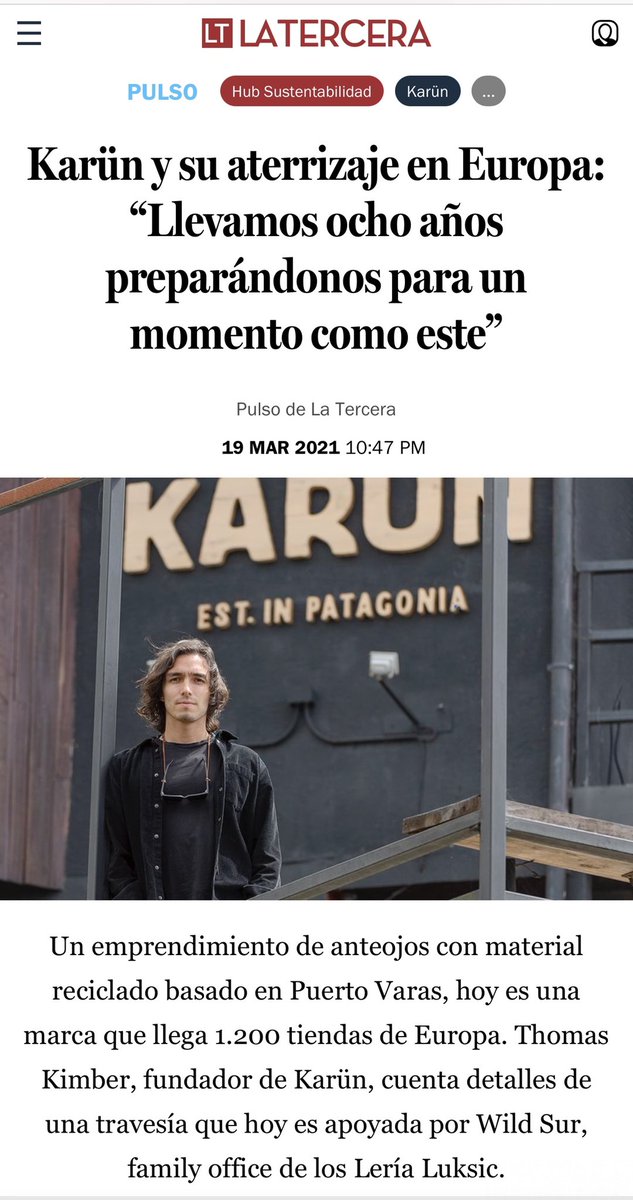 Pura admiración a los emprendedores Chilenos!!  Nos vamos al mundo con otra mirada!!! Karun    Thomas Kimber

latercera.com/pulso/noticia/…