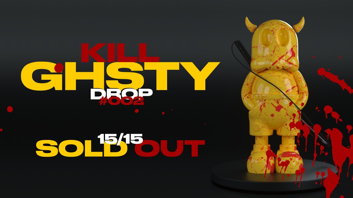 After a killer genesis release ✨

we are happy to announce that our #002 "KILL GHSTY" DROP just sold out UNDER 30 MINS 😄

Congratulations to all the collectors👻🩸!

#rarible #ethereum #nftcollector #figure #nft #nfts #opensea #Collectibles #digitalasset 
<a href="/rariblecom/">BLH PoC</a> <a href="/opensea/">OpenSea</a>