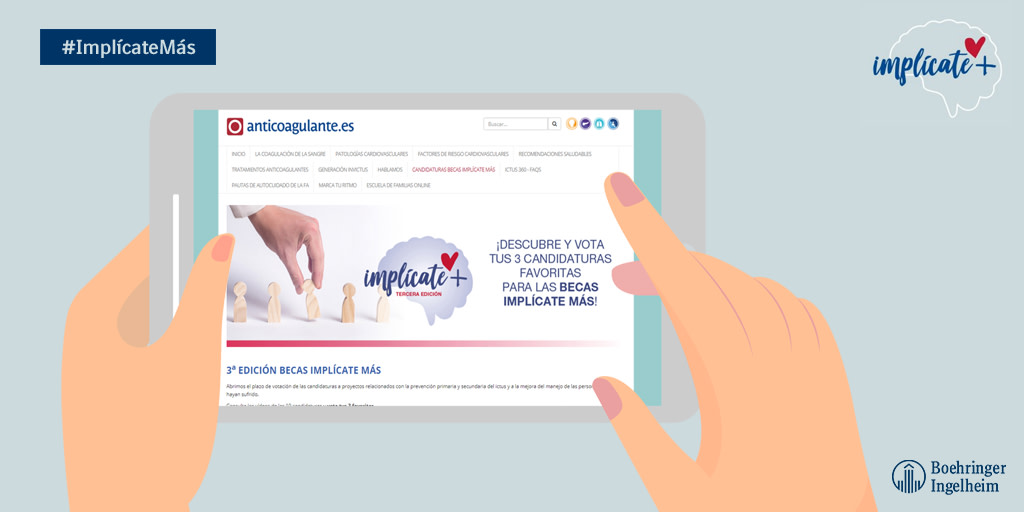 BoehringerES's tweet photo. 📢 ¡Solo hasta el 31 de marzo📆!📢

Vota por los proyectos ganadores de las becas #ImplicateMas y apoya a los profesionales que trabajan en la prevención del #ictus y por mejorar la vida de quienes lo han sufrido

👉 https://t.co/MC6yZlfO7K https://t.co/zwpBVFl9az