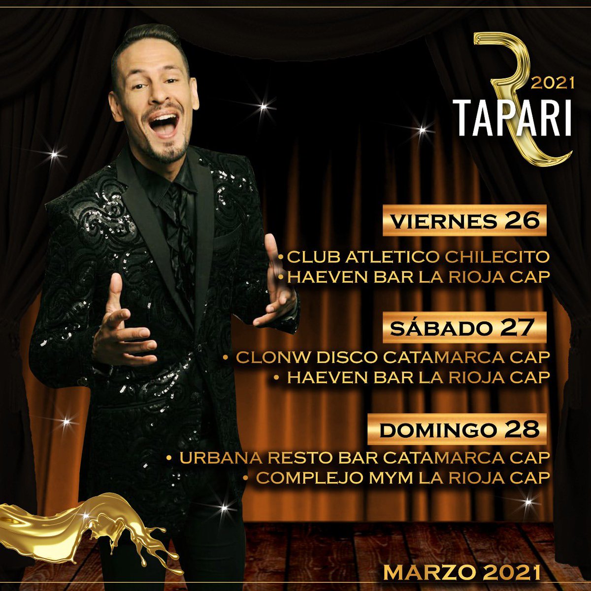 RTapari's tweet photo. LA RIOJA Y CATAMARCA!!! Volvemos con nuestro show a esta hermosa tierra que nos recibe siempre con tanto amor! Los esperamos a todos!!! @lurangopro @gustavofactori
.
#larioja #catamarca #argentina #show #showenvivo #musica #amor #cumbia #rodrigotapari #tapariband https://t.co/Z8GWlPmJPj