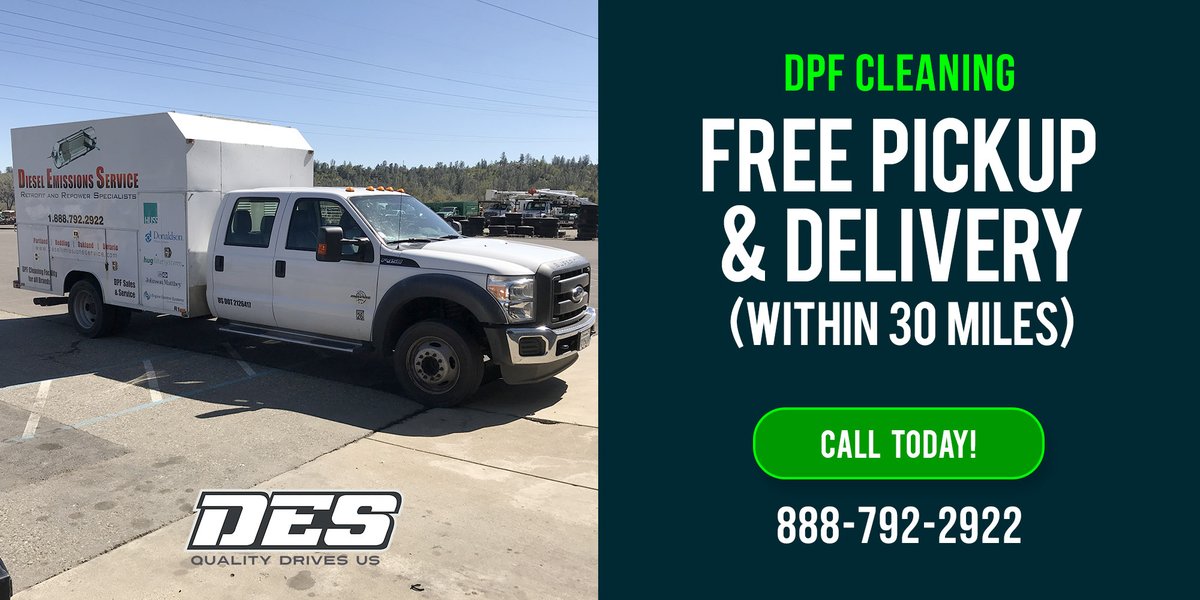 DESDPF's tweet photo. Get your DPFs cleaned at DES! We have multiple locations across the west coast. We'll even pick them and drop them off for you. (within a 30 mile radius) Call Today! 888-792-2922
Learn more: https://t.co/Jf71zSCwsn

#DieselEmissionsService #DPF #DPFCleaning https://t.co/orXJxDjYPT