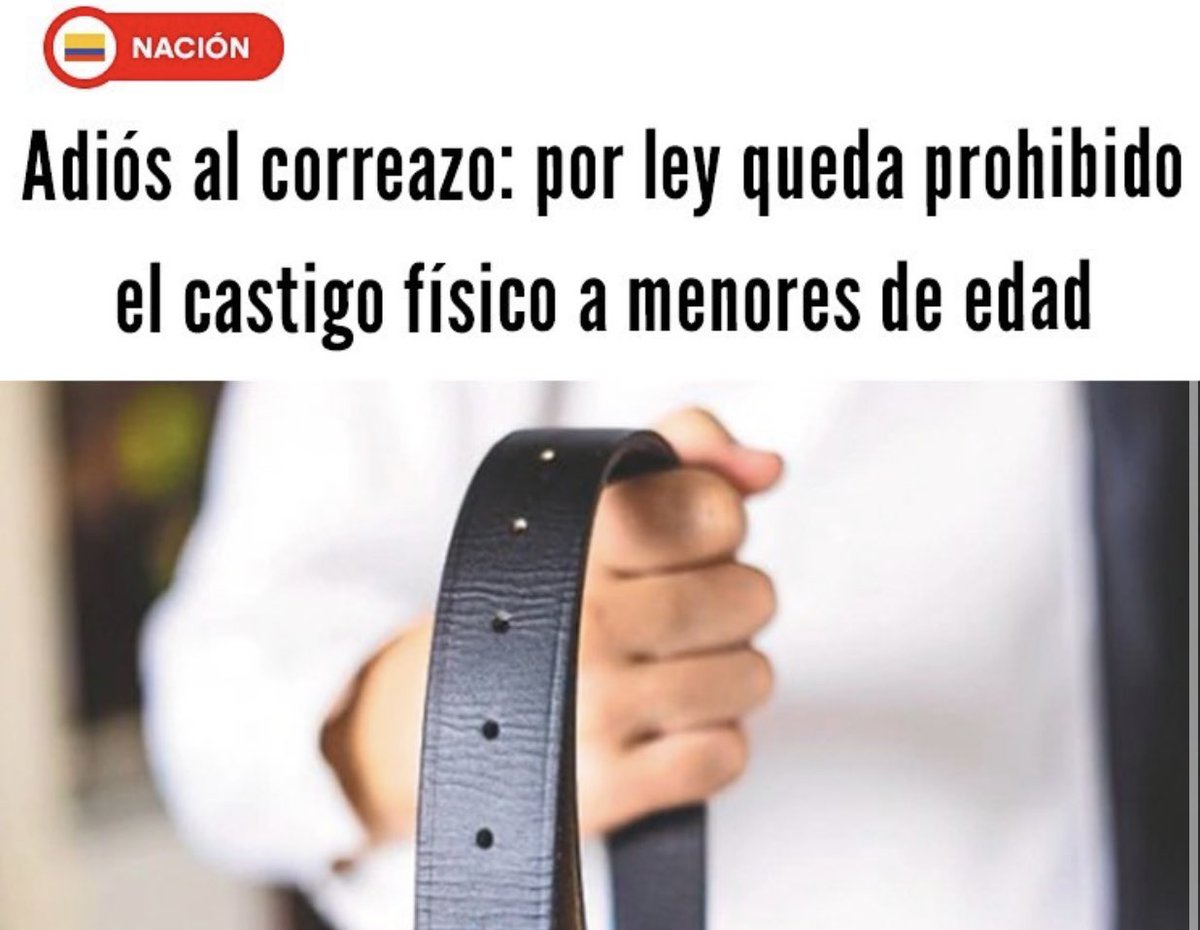 Javierito321's tweet photo. La generación de cristal lo logra en Colombia, queda prohibido ante la ley que padres/representantes puedan darle correazos a sus hijos...

Después no se quejen de por que cada vez hay mas adolescentes hasta golpeando a sus padres, hay una extrema complacencia a esta generación. https://t.co/N4mbXYrHv3