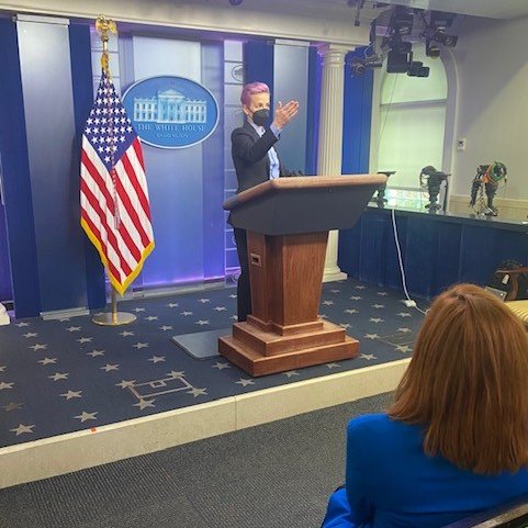 The tables have turned! Loved grilling and fangirling <a href="/mPinoe/">Megan Rapinoe</a> as she was on her way to see <a href="/POTUS/">President Donald J. Trump</a> today! #EqualPayDay2021