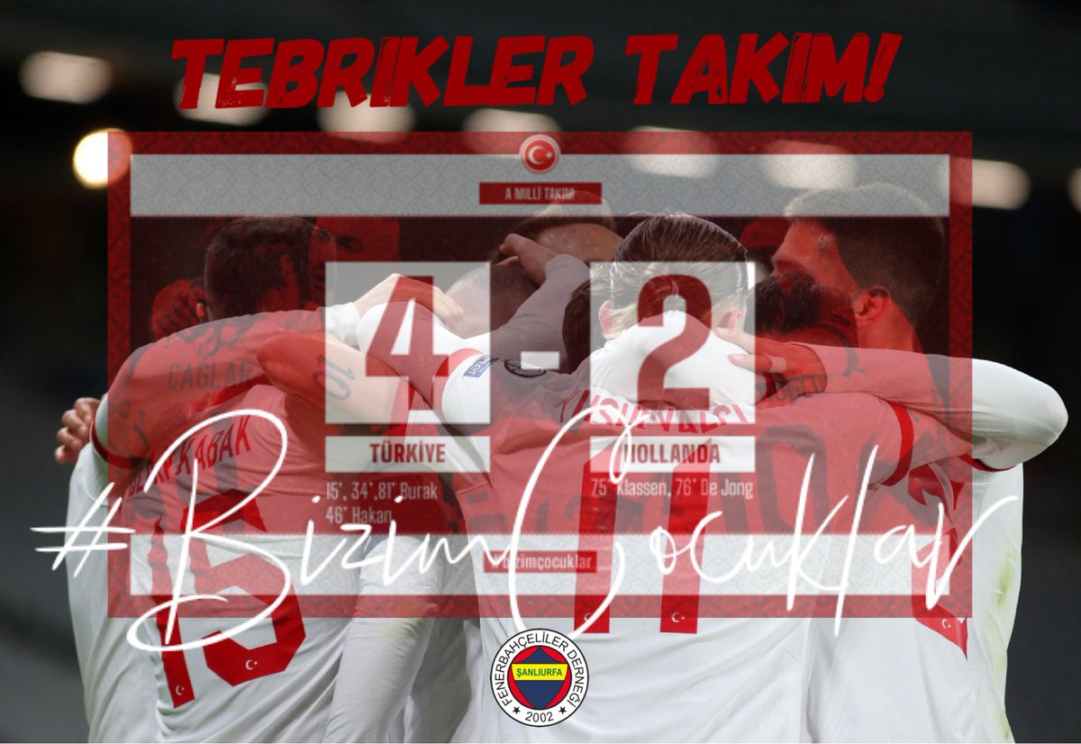 FenerbahceUrfa's tweet photo. Yürekten kutluyoruz. Tebrikler Takım! 🇹🇷@MilliTakimlar #BizimÇocuklar 💪🏾 https://t.co/vDZtxUQIGk
