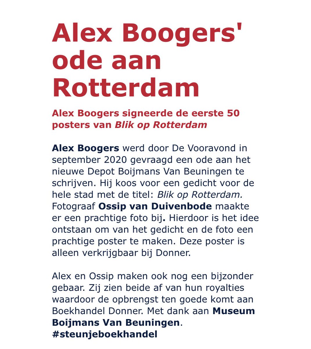 Voor Rotterdam en de boekhandel.