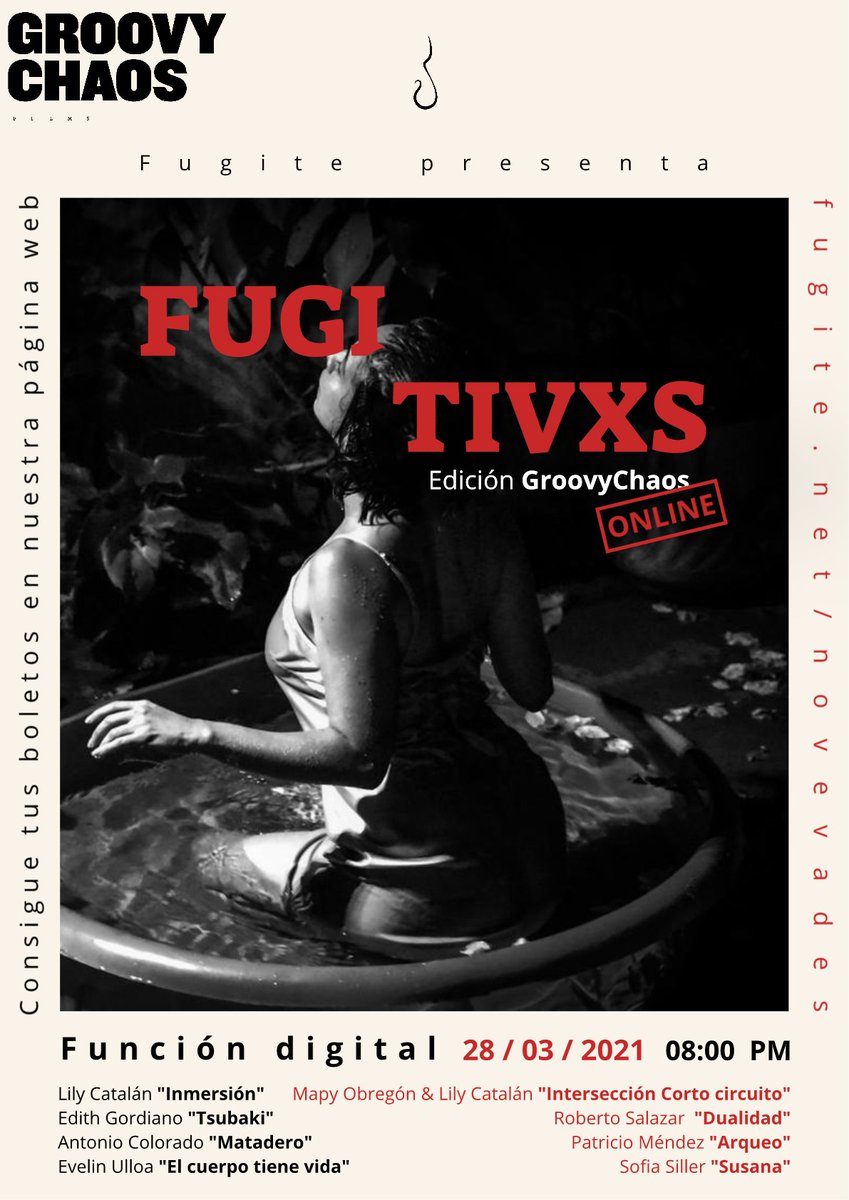 fugitemx's tweet photo. FUGITIVXS
Online
28/ 03
Edición GroovyChaos
8 propuestas multidisciplinarias
“No pueden detenernos...”
#somosfugitivxs
Boletos disponibles:
https://t.co/nsa2UG0a5f
#art #performance #arte #online #fugite #contemporaryart #contemporarydance #danza #dance #music #video https://t.co/DOOzEH3oIL