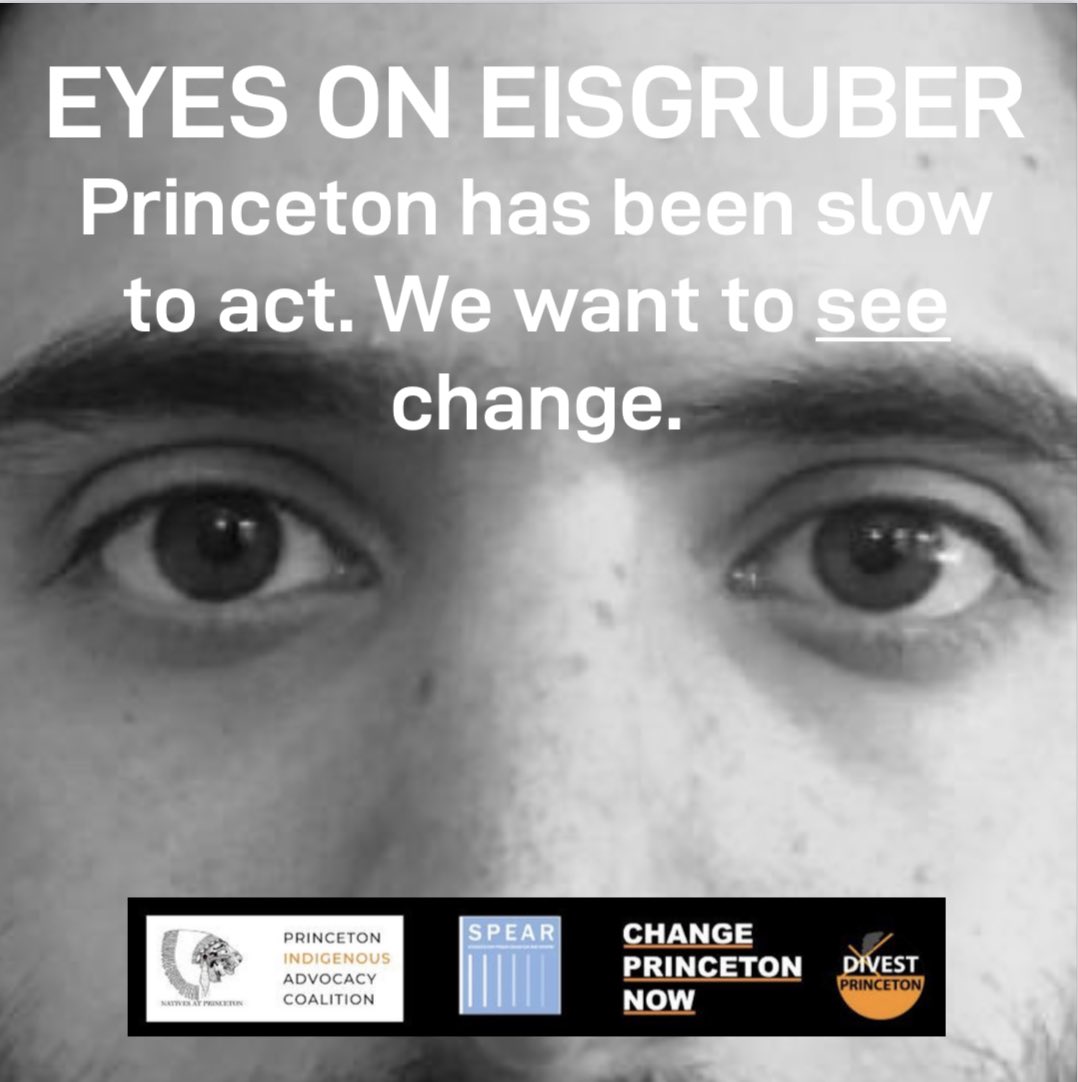 ChangePtonNow's tweet photo. We want to see change. #EyesOnEisgruber @DivestPrinceton @princetonatives Princeton Indigenous Advocacy Coalition @princetonSPEAR https://t.co/LVOKVQNKbe