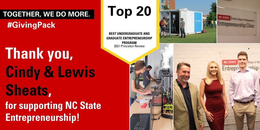 A BIG thank you to Cindy &amp; <a href="/lewis_sheats/">Lewis Sheats</a> for #GivingPack! Your generosity is especially meaningful right now, and we are grateful for your support in addition to the meaningful contributions you make each day through your work at <a href="/NCStateEClinic/">NC State E Clinic</a>! We're lucky to have you! 🐾🐺👏