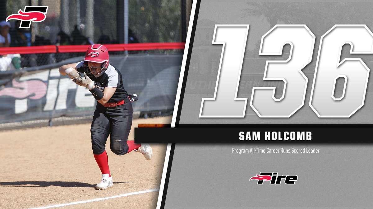 SEUFireSoftball's tweet photo. Congratulations to Sam Holcomb on becoming the program's all-time leader in career runs scored at 136! #FuelTheFire🔥 https://t.co/O3gGiJsFzh