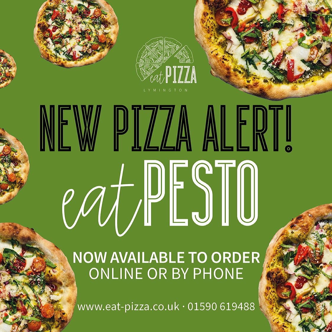 eatPIZZALym's tweet photo. The Pizza you’ve all been asking for!! eatPESTO (Pesto base, marinated chicken, fior di latte mozzarella, black olives, onion, cherry tomatoes and fresh basil) now available to order online or on the phone! What are you waiting for! • https://t.co/IojclF5PjL • 01590619488 • https://t.co/Q2tZQl7PUe