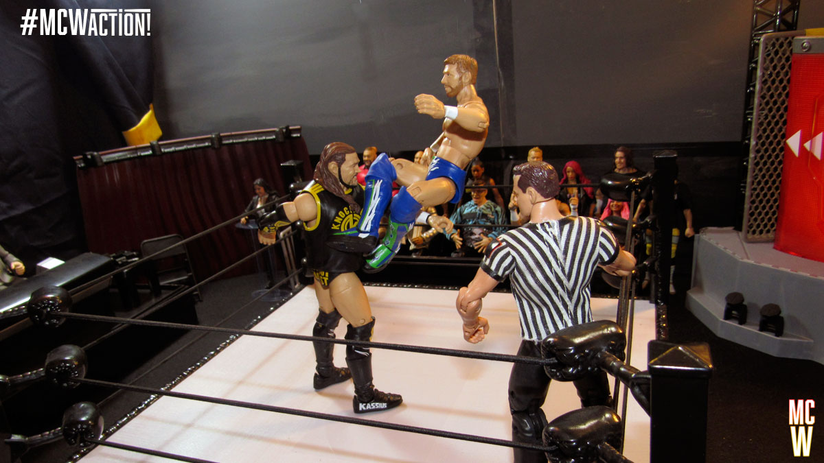 MasterClassPW's tweet photo. When #KassiusOhno gears up for the rolling elbow, #BryanDanielson surprises him with the Knee Plus! American Dragon picks up the win!

#MCWAction #WWEEliteSquad #AEWUnrivaled #FigureFeds #FigurePhotography https://t.co/xG8ON8D17T