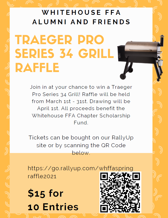 WhitehouseFFA's tweet photo. Online raffle for Traeger Pro Grill. All proceeds go towards scholarship fund! #whitehouseffa https://t.co/BlE7oaDPgX