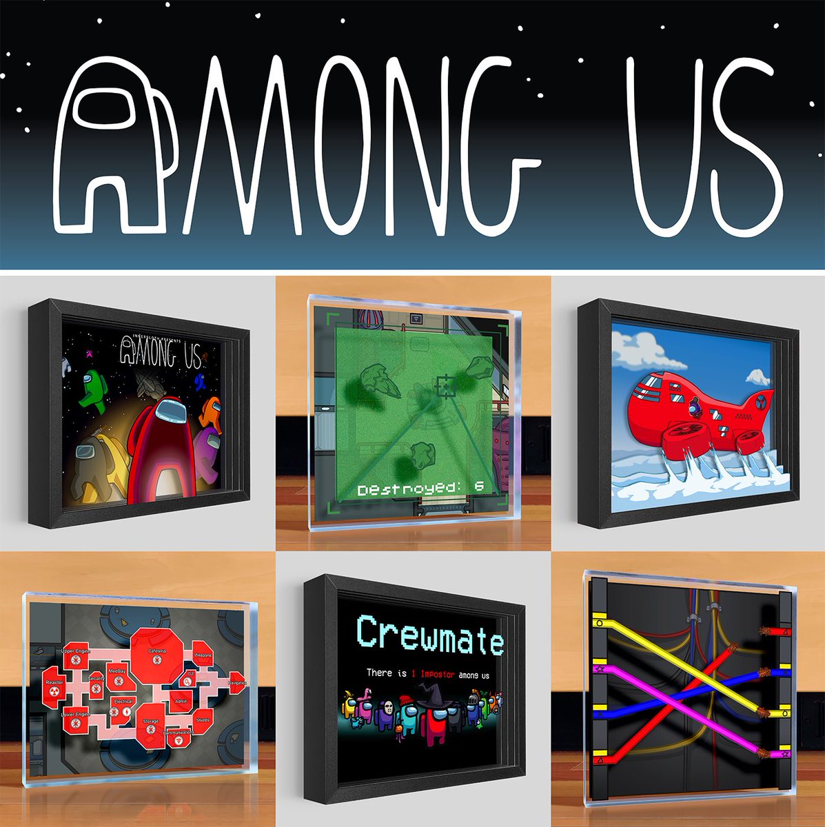 Artovision3D's tweet photo. Among Us has arrived! Get your @AmongUsGame 3D artwork and shadowbox now! https://t.co/7xO4Q7hgn1
#AmongUsMerch #Shadowbox #ArtTiles https://t.co/C7uRUvbtQT