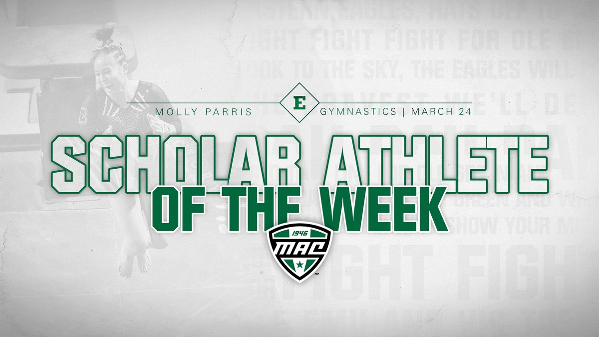 EMUAthletics's tweet photo. 𝐏𝐚𝐫𝐫𝐢𝐬 𝐍𝐚𝐦𝐞𝐝 𝐌𝐀𝐂 𝐒𝐜𝐡𝐨𝐥𝐚𝐫 𝐀𝐭𝐡𝐥𝐞𝐭𝐞 𝐨𝐟 𝐭𝐡𝐞 𝐖𝐞𝐞𝐤

Elementary education major, @molly_parris, captured the MAC vault title to help the Eagles win the conference championship. 

📰 https://t.co/1foTlAKZjW

#EMUEagles https://t.co/nydTqctjhf
