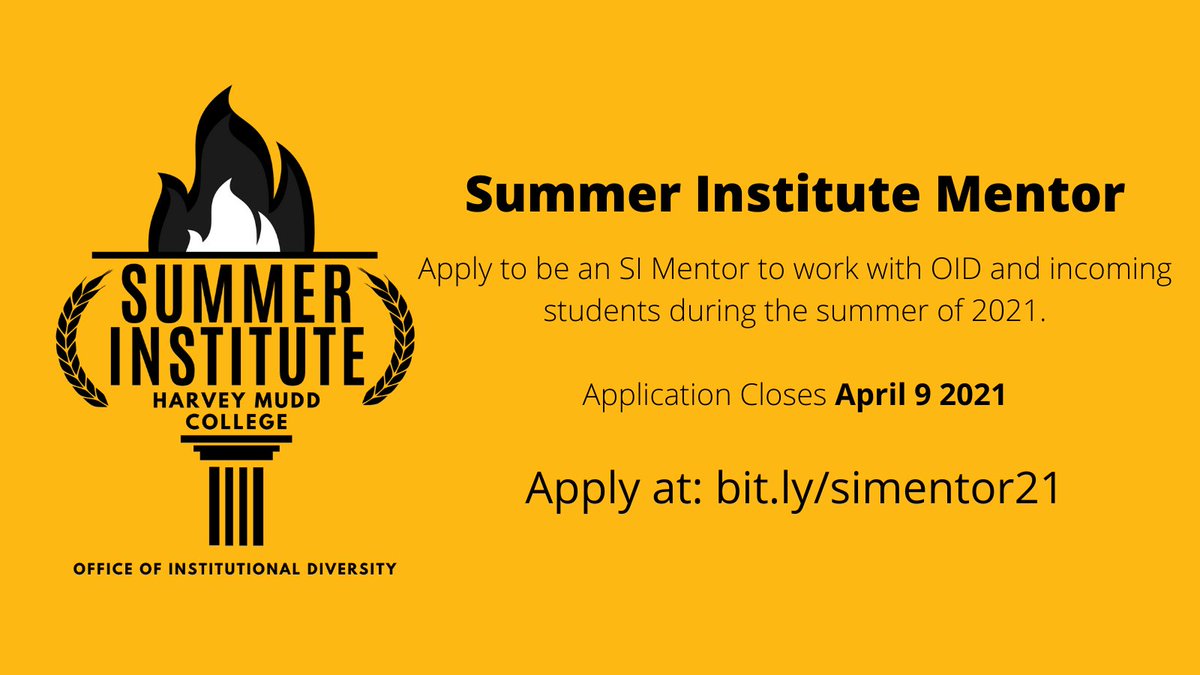 HMC_OID's tweet photo. SI Mentor application is now open! Apply at https://t.co/kvNAqZBnbG . If you have any questions email oid@g.hmc.edu https://t.co/72nozGXS22